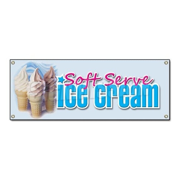 SOFT SERVE ICE CREAM BANNER SIGN cone sundae banana split milk shake fresh